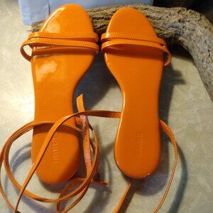 Forever 21 Orange Strappy Flat Sandals Size 7.5